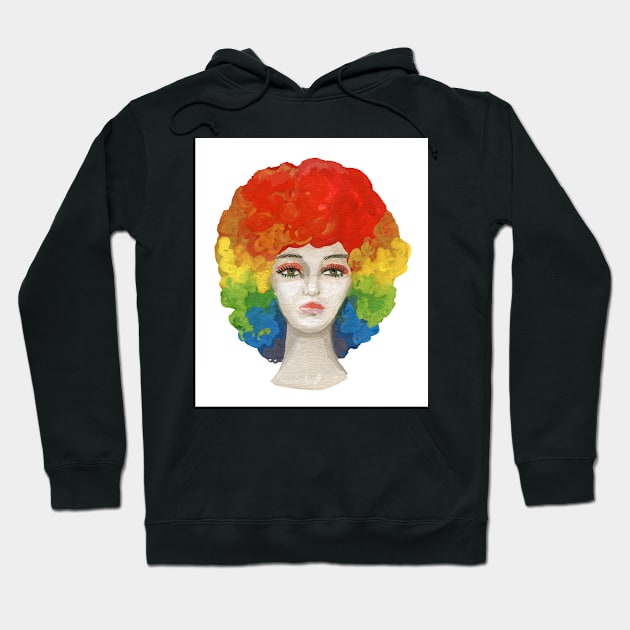 Rainbow wig 70-s vibes Hoodie by argiropulo